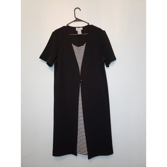 Special Thyme Ltd Womens Plus Sz 16W Dress Short Sleeve Round Neck Striped Black - Picture 1 of 5